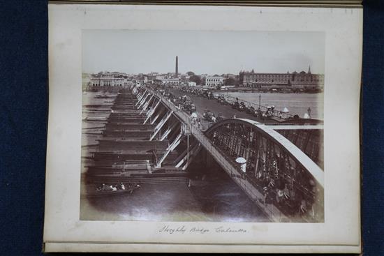 A late Victorian album of photographic views of India, each 8.25 x 10.75in.